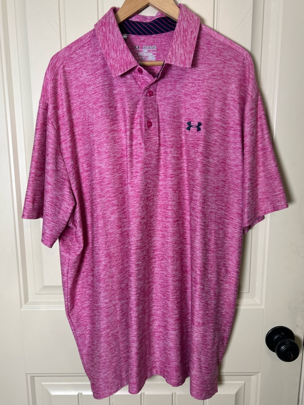 Under Armour Men’s Heatgear LooseFit Pink Polo Shirt Short Sleeve Golf 2XL - Picture 1 of 8